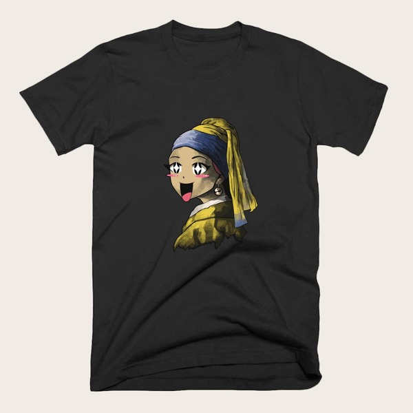 

Men Cartoon Graphic Tee, Black