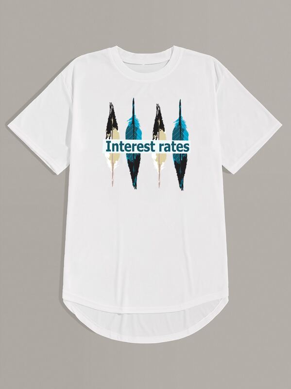 

Men Feather & Letter Graphic Tee, White