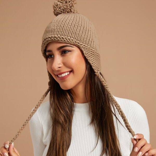 

Pom Pom & Drawstring Decor Hat