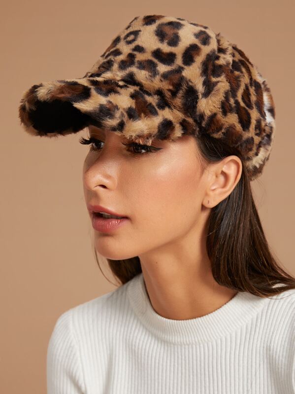 

Leopard Pattern Fluffy Baseball Cap, Multicolor