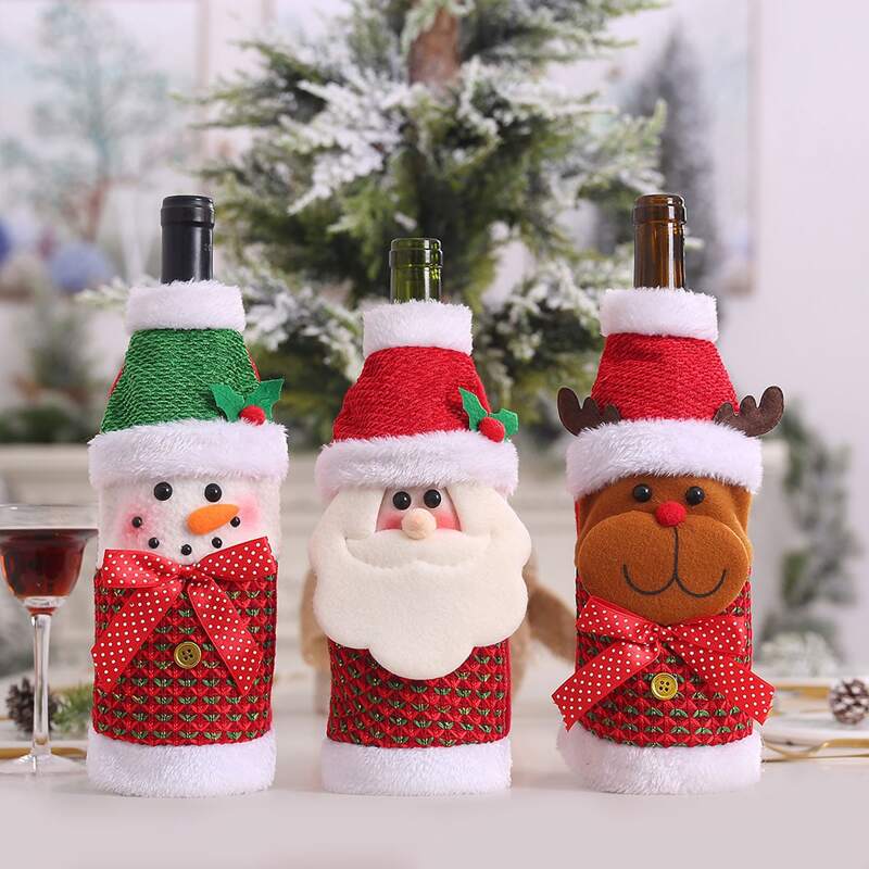 

1pc Christmas Wire Bottle Cover, Red
