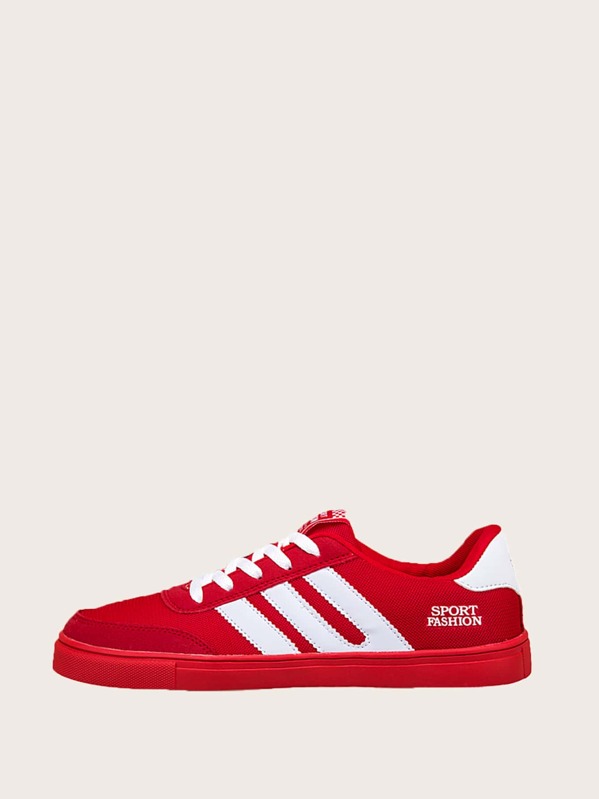 

Men Mesh Panel Lace-up Sneakers, Red