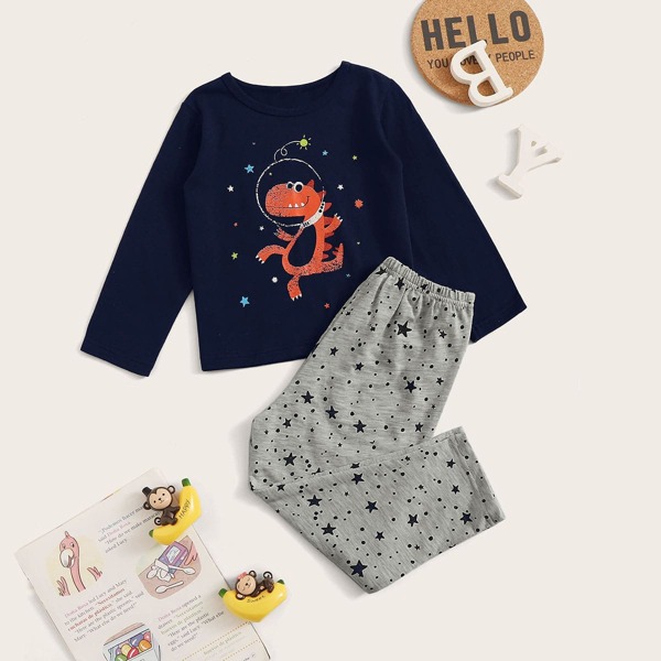 

Toddler Boys Cartoon & Star Print Pajama Set, Multicolor