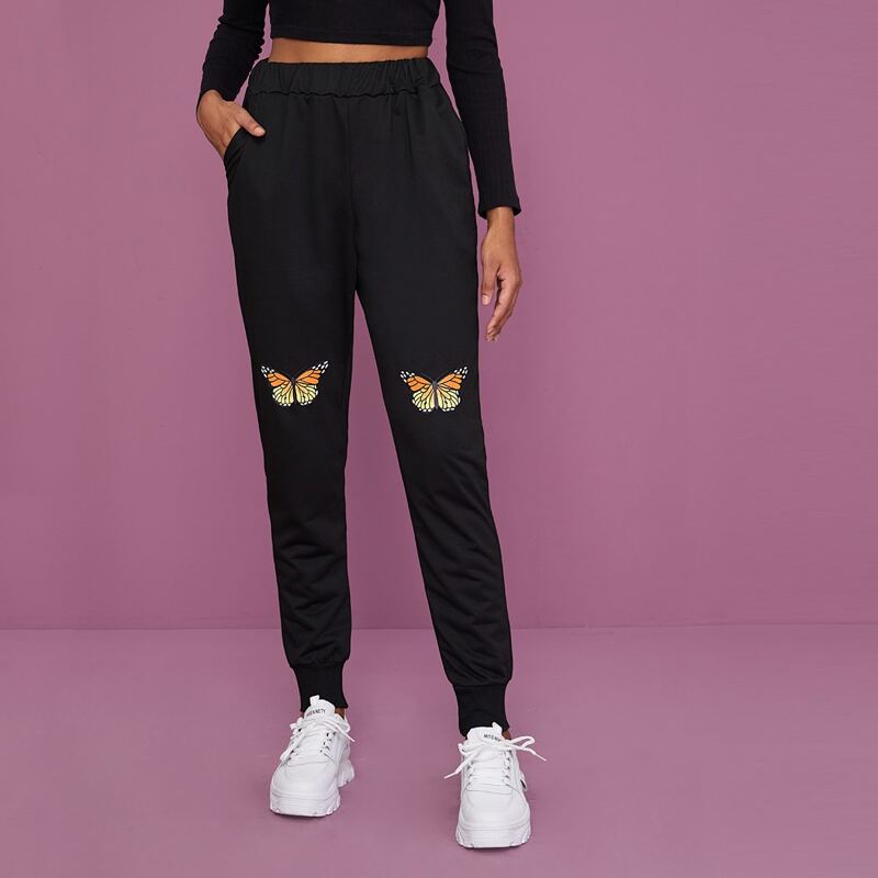 

Butterfly Knee Black Joggers