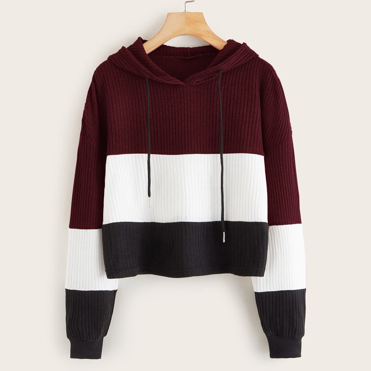 

Color Block Drawstring Hoodie, Multicolor