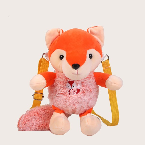 

Girls Fluffy Fox Design Crossbody Bag, Multicolor