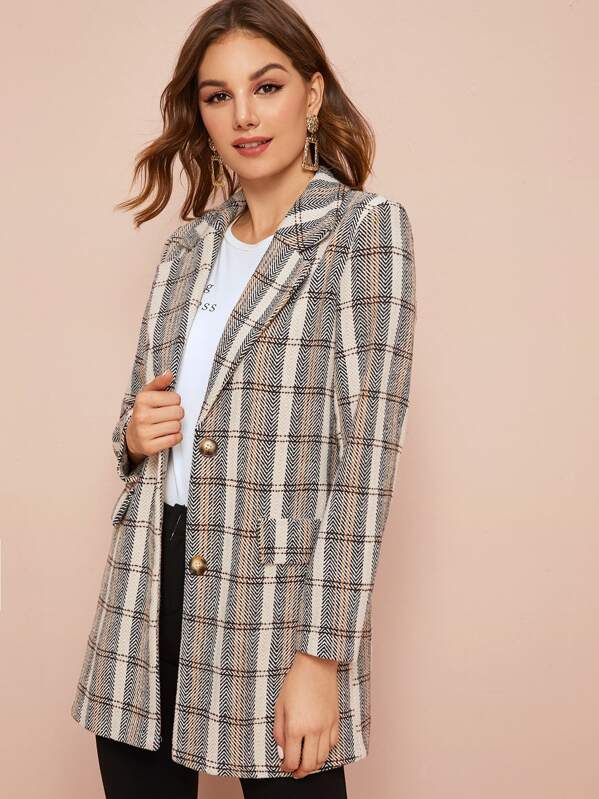 

Single Breasted Plaid Overcoat, Multicolor, Vlada