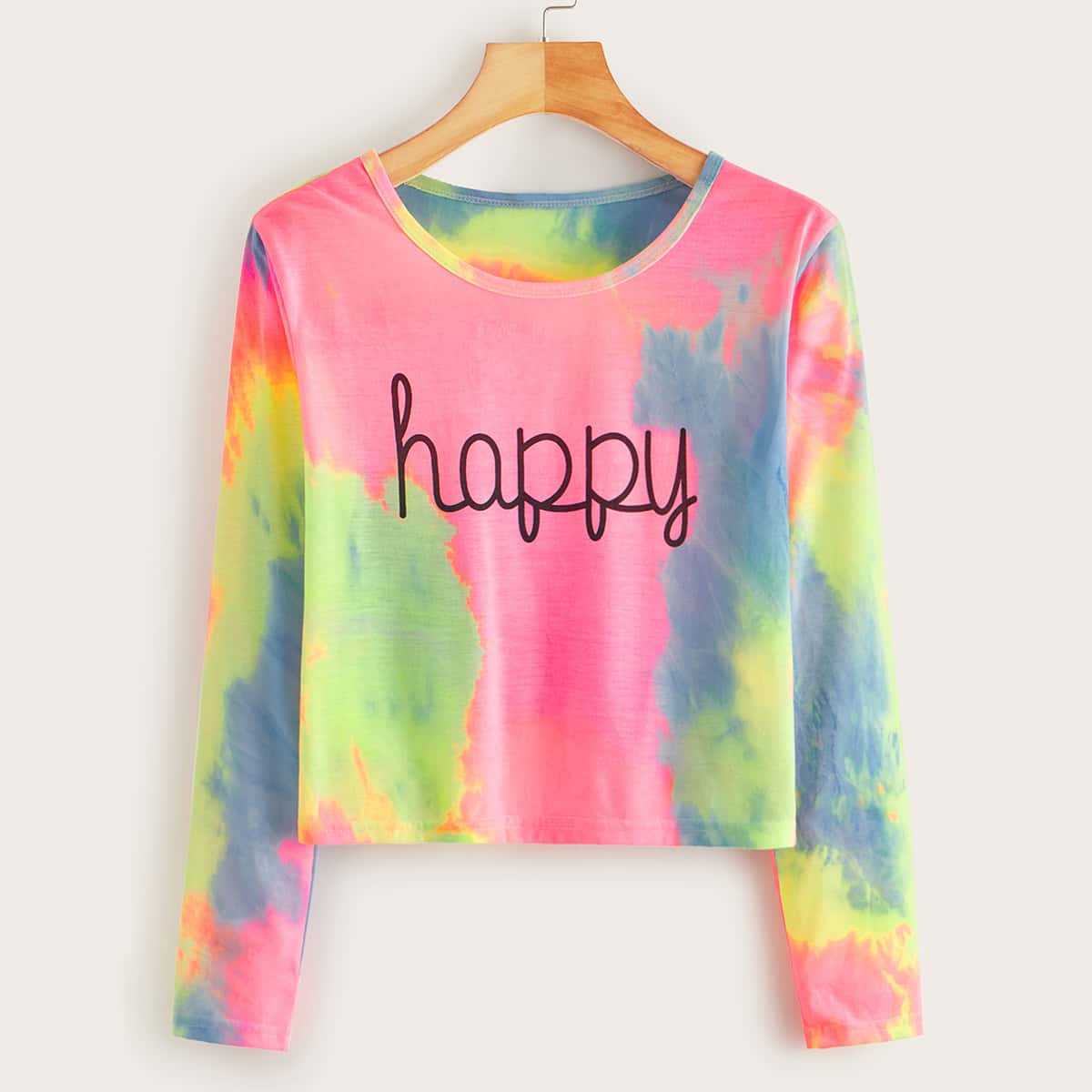 

Happy Graphic Tie Dye Tee, Multicolor
