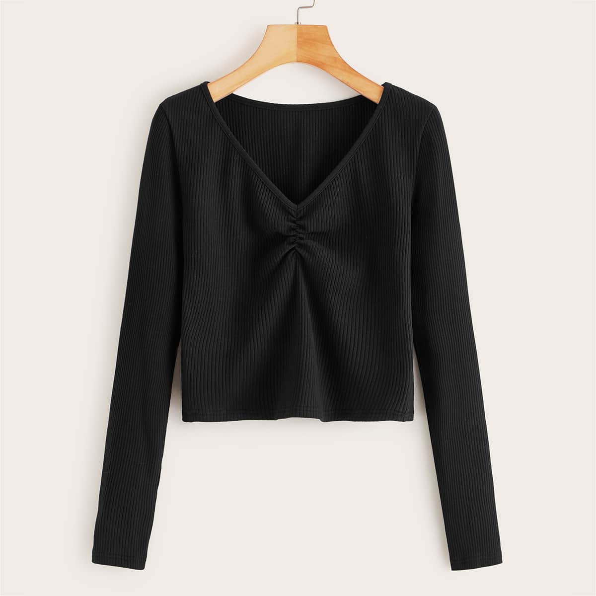 

Black Ruched Crop Top