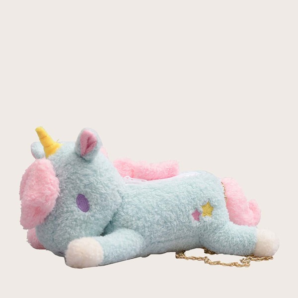 

Girls Fluffy Unicorn Design Chain Bag, Multicolor