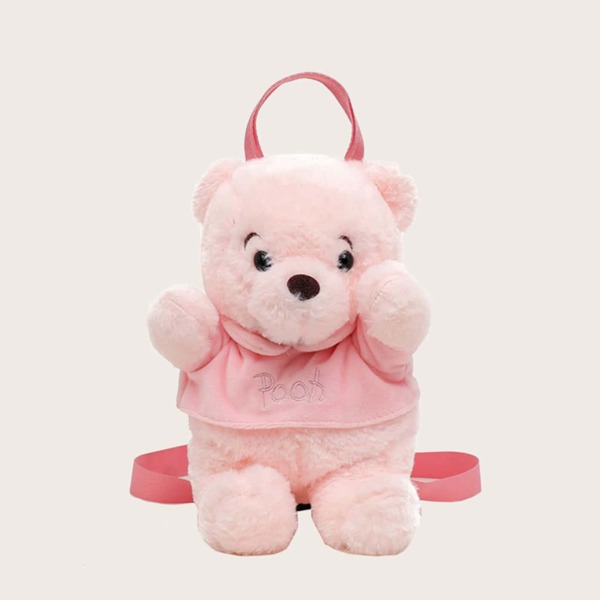 

Girls Fluffy Bear Design Crossbody Bag, Pink