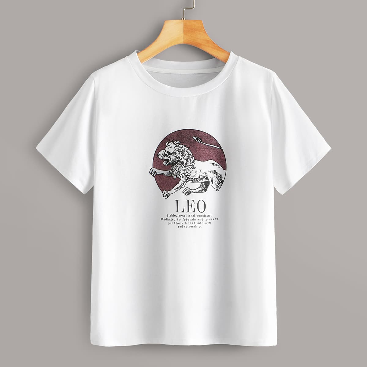 

Lion & Letter Graphic Short Sleeve Tee, White