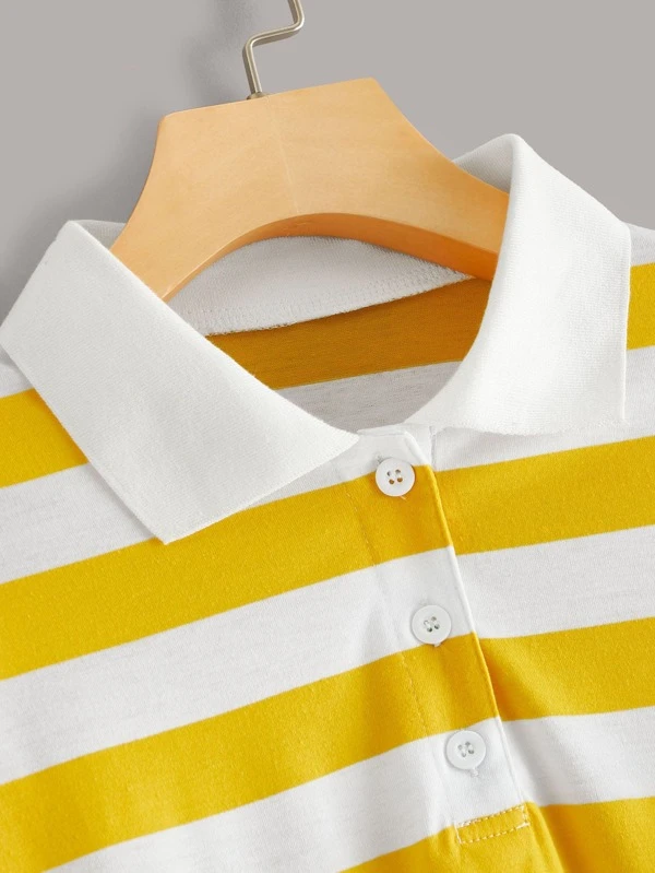 Yellow and white striped polo shirt Outlet