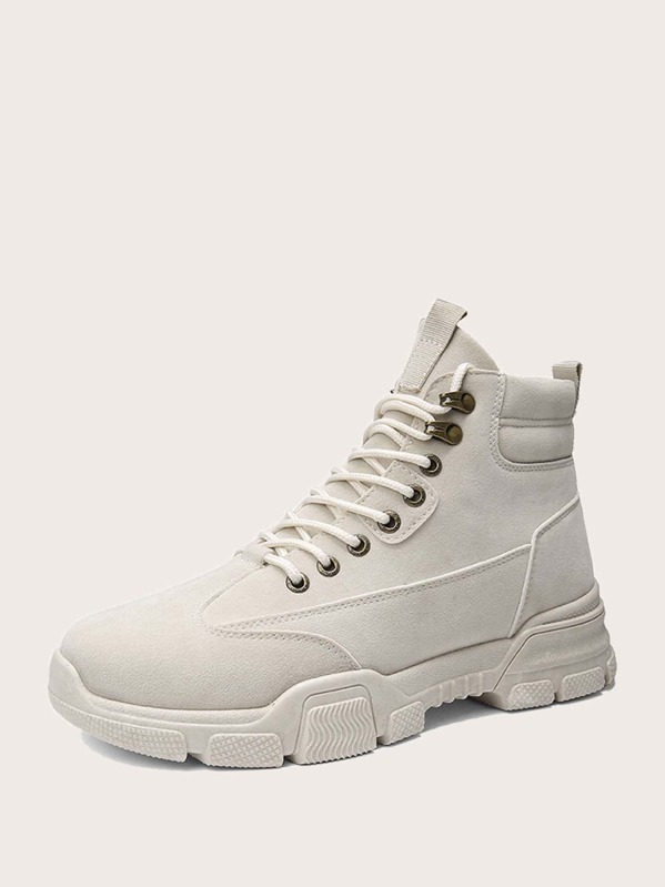 

Men Lace-up Front Ankle Boots, Apricot