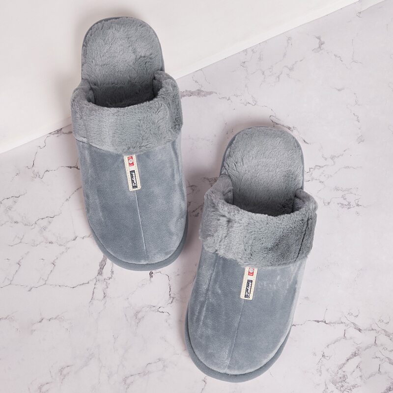 

Guys Fluffy Faux Fur Lined Slippers, Grey