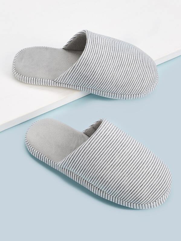 

Men Striped Wide Fit Slippers, Grey