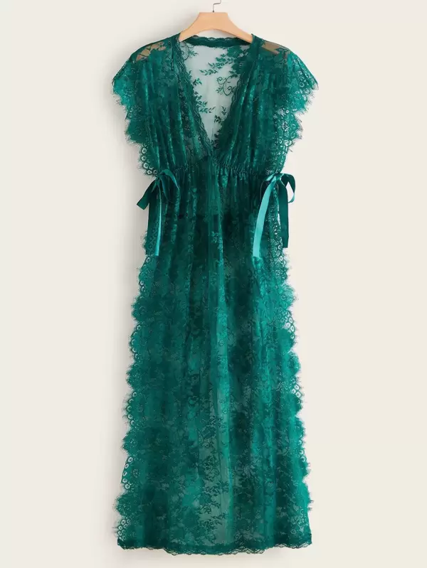 shein green lace dress