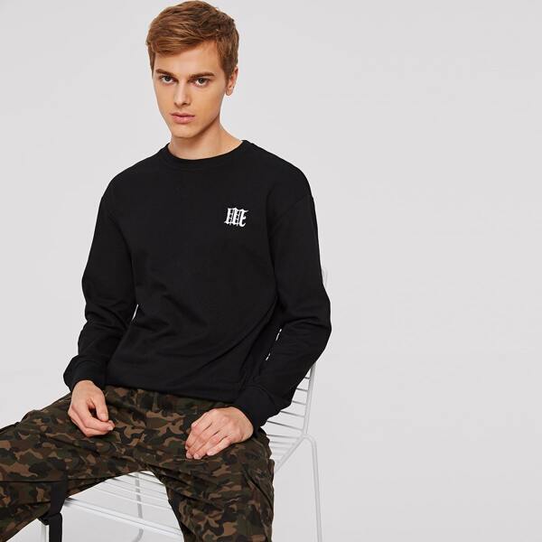 

Men Graphic Detail Pullover, Black