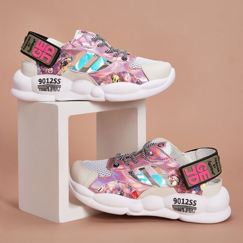 

Holographic Panel Cut Out Chunky Sneakers, Multicolor
