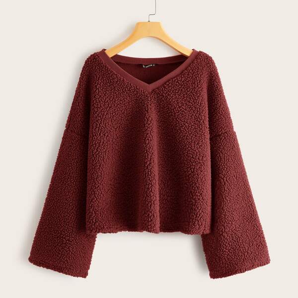 

Drop Shoulder Teddy Sweatshirt, Burgundy