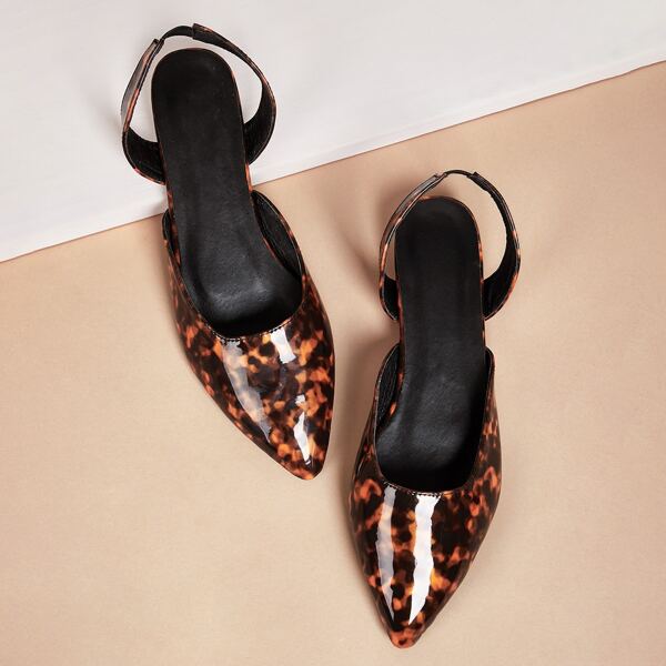 

Point Toe Tortoiseshell Slingback Flats