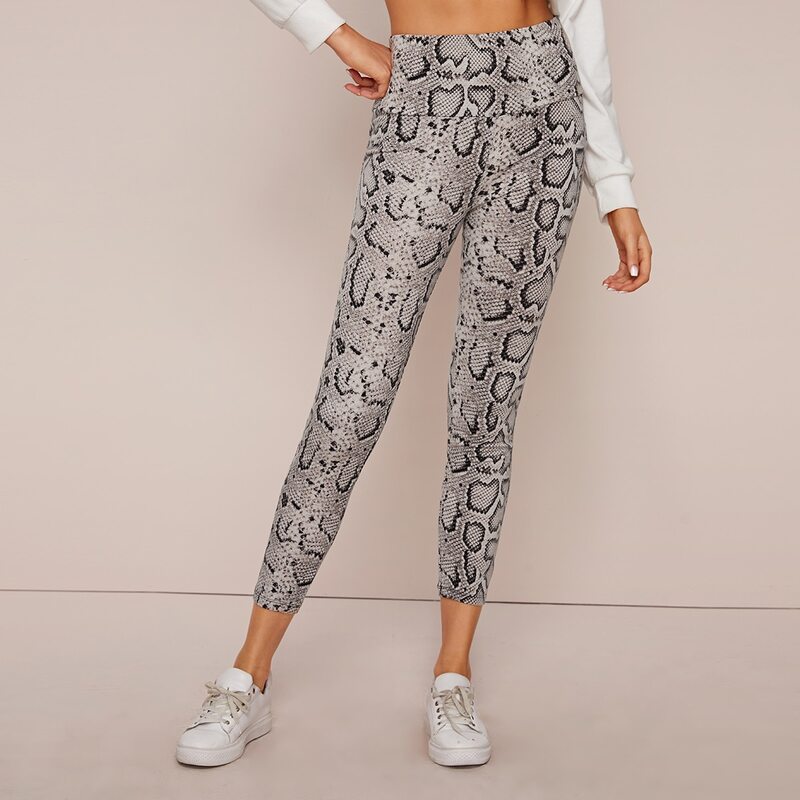 

High Waist Snakeskin Leggings, Multicolor