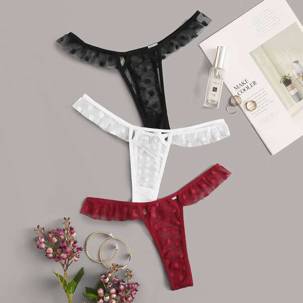 

3pack Polka Dot Mesh Panty Set, Multicolor