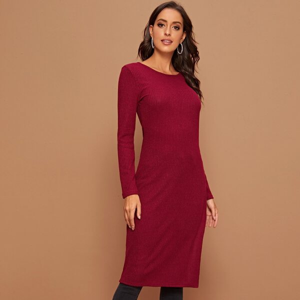 

Split Side Rib-Knit Tee, Burgundy