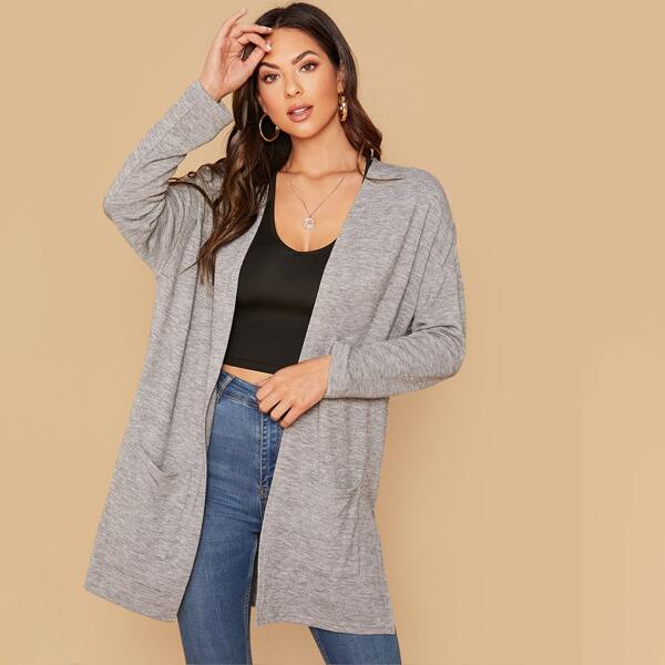 

Pocket Front Split Side Heather Grey Coat