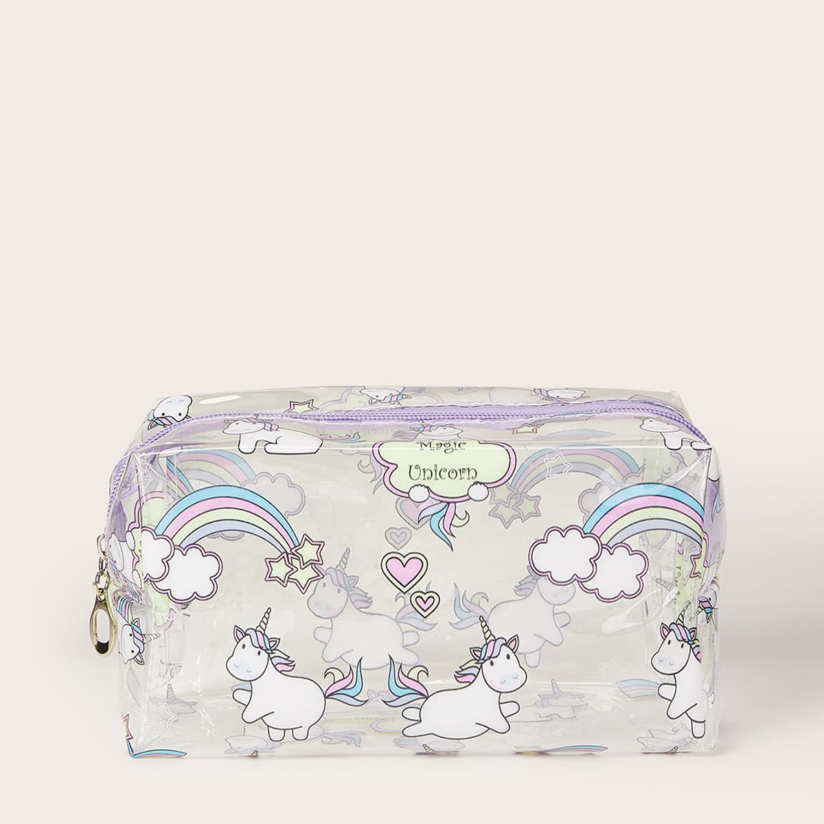 

Cartoon Graphic Transparent Makeup Bag, Multicolor