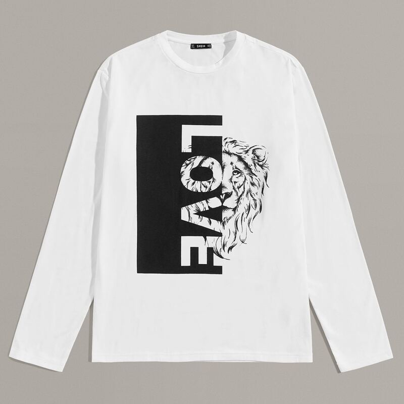 

Guys Lion and Letter Graphic Tee, White