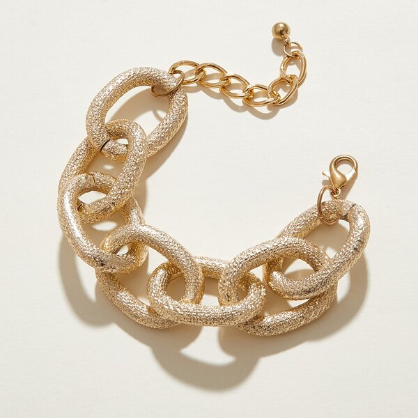 

1pc Texture Exaggerated Chain Bracelet, Gold