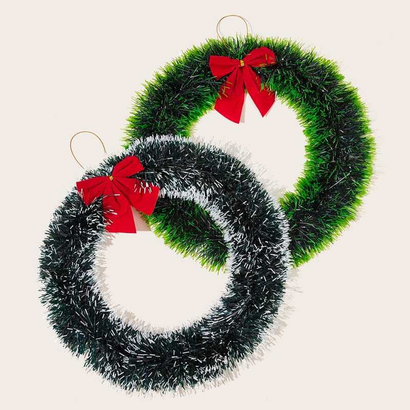 

1pc Christmas Bow Garland Ornament, Green
