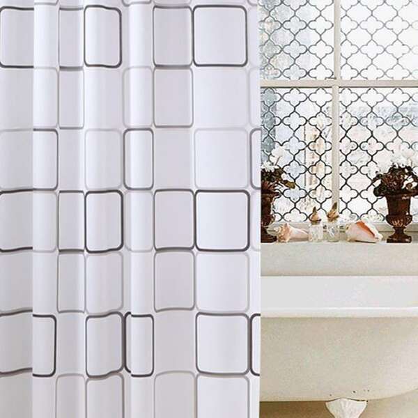 

Grid Pattern Shower Curtain, White
