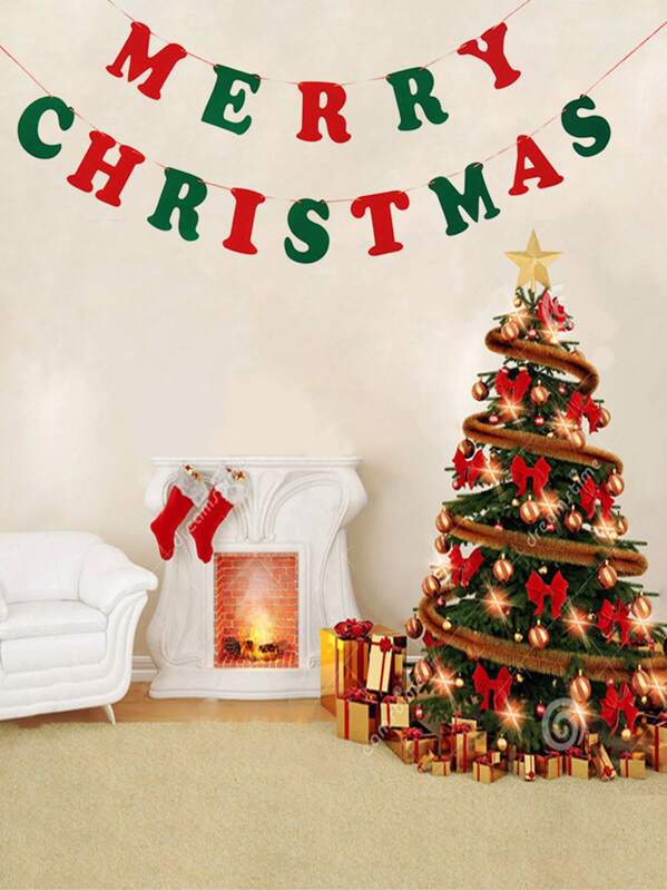 

1pc Christmas Decorative Pull Flag 3M, Multicolor