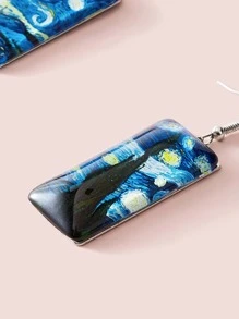 1對繪畫圖案垂墜耳環 - 彩色 - 查看 3