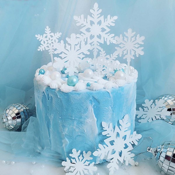 

1pc Snowflake Cake Topper, White