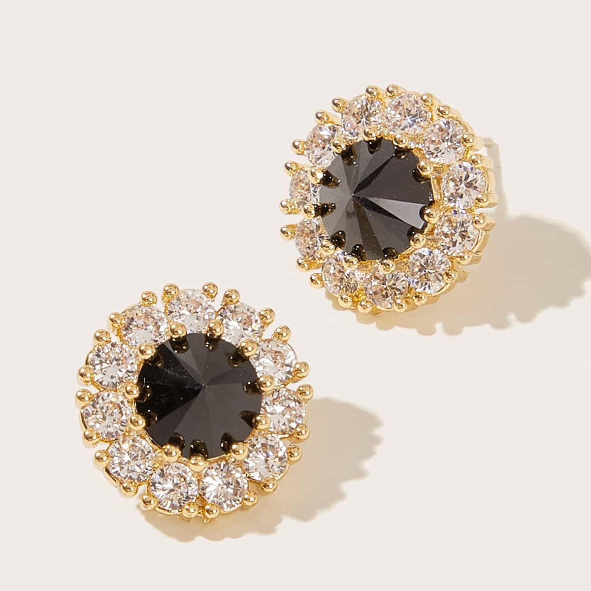 

1pair Rhinestone Decor Stud Earrings, Multicolor