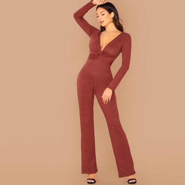 

Long Sleeve Twist V-Neck Jumpsuit