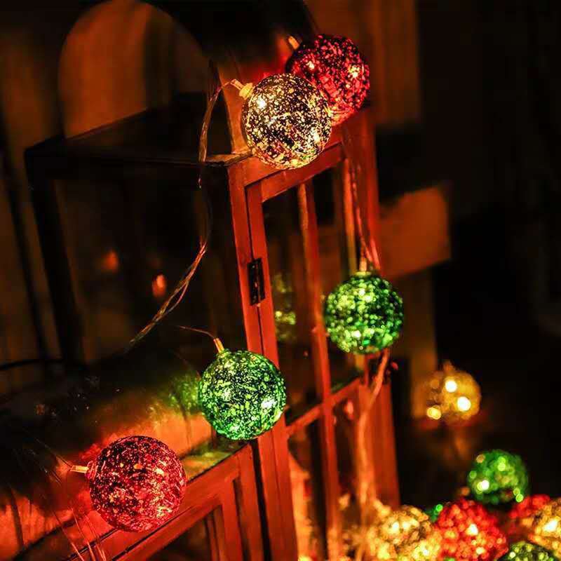 

10pcs Glitter Ball Bulb String Light, Multicolor