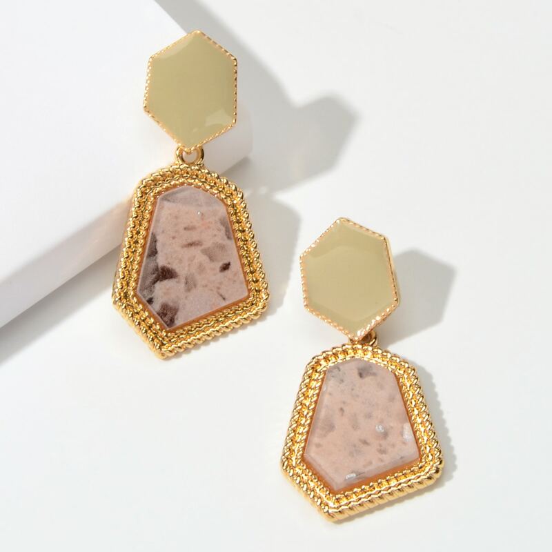 

1pair Geometric Drop Earrings, Multicolor