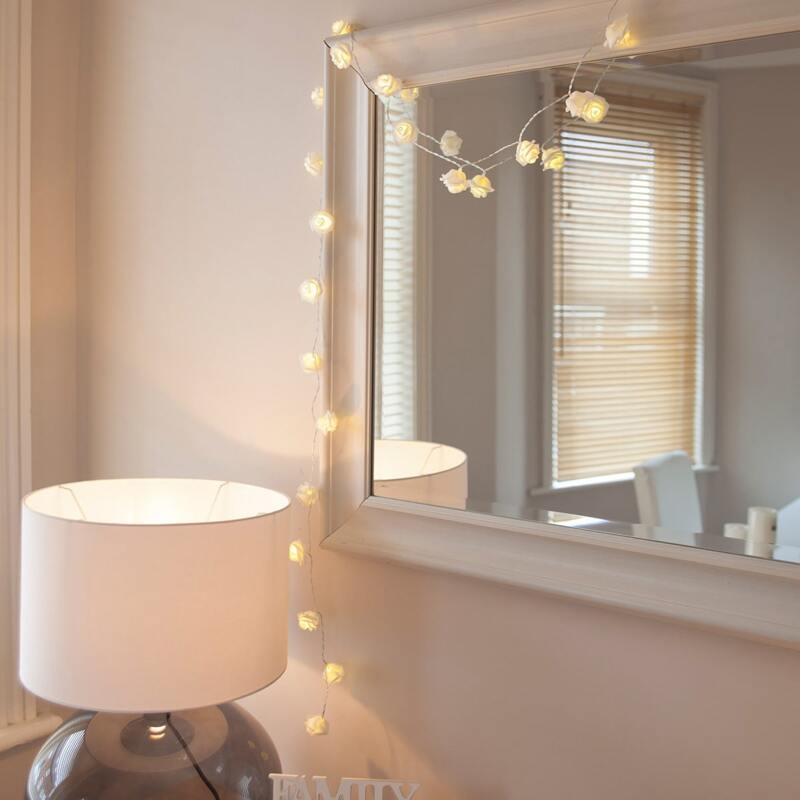 20pcs Rose Flower Bulb String Light, White