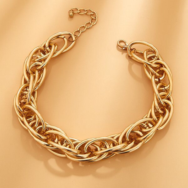 

1pc Exaggerated Chain Choker, Gold