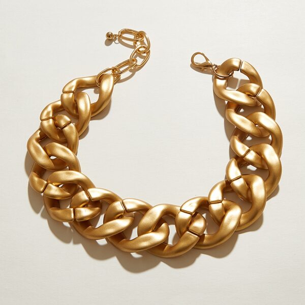 

1pc Matte Thick Chain Choker, Gold