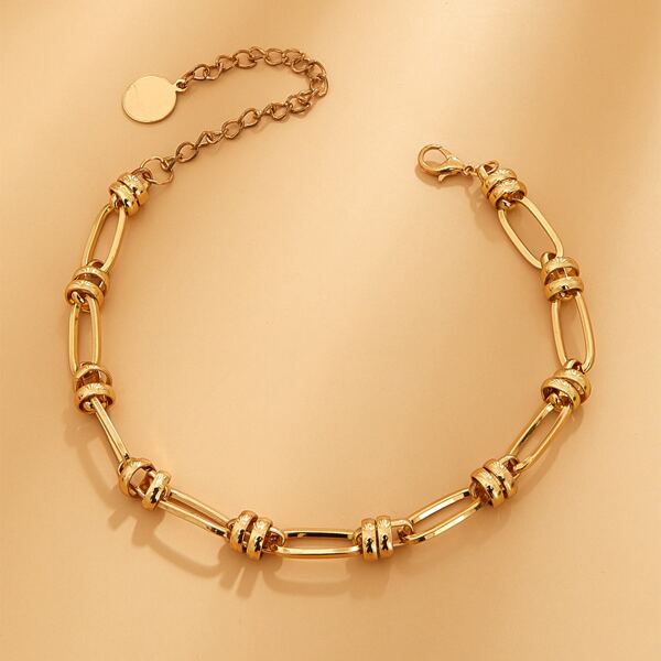 

1pc Disc Detail Chain Choker, Gold