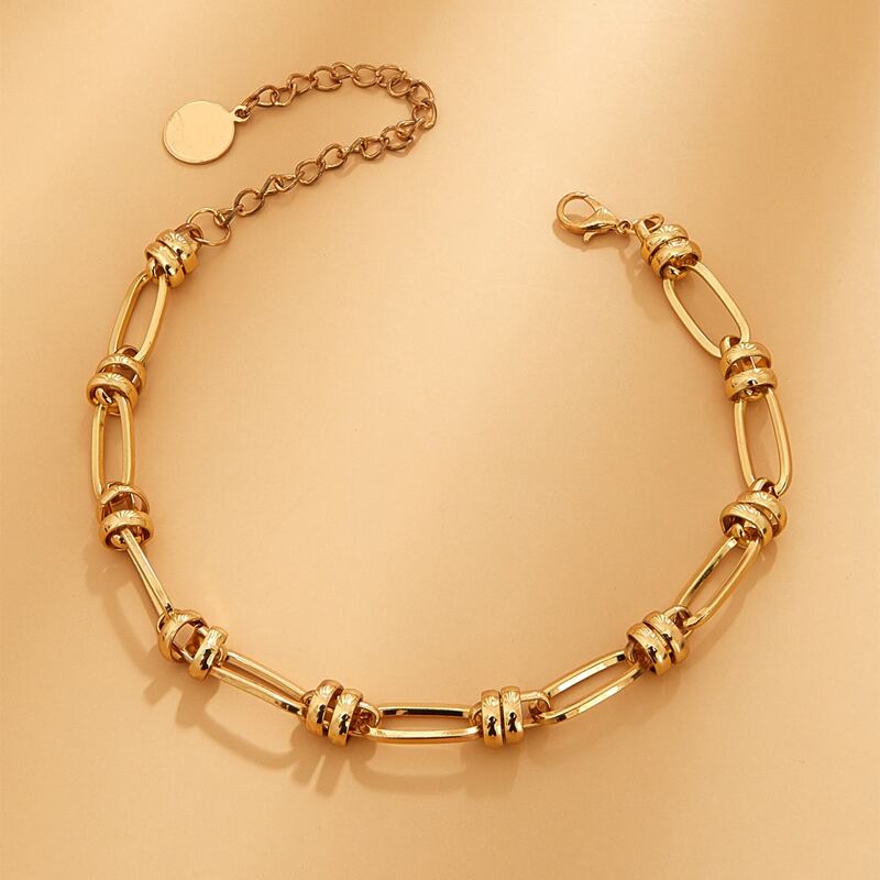 

1pc Disc Detail Chain Choker, Gold