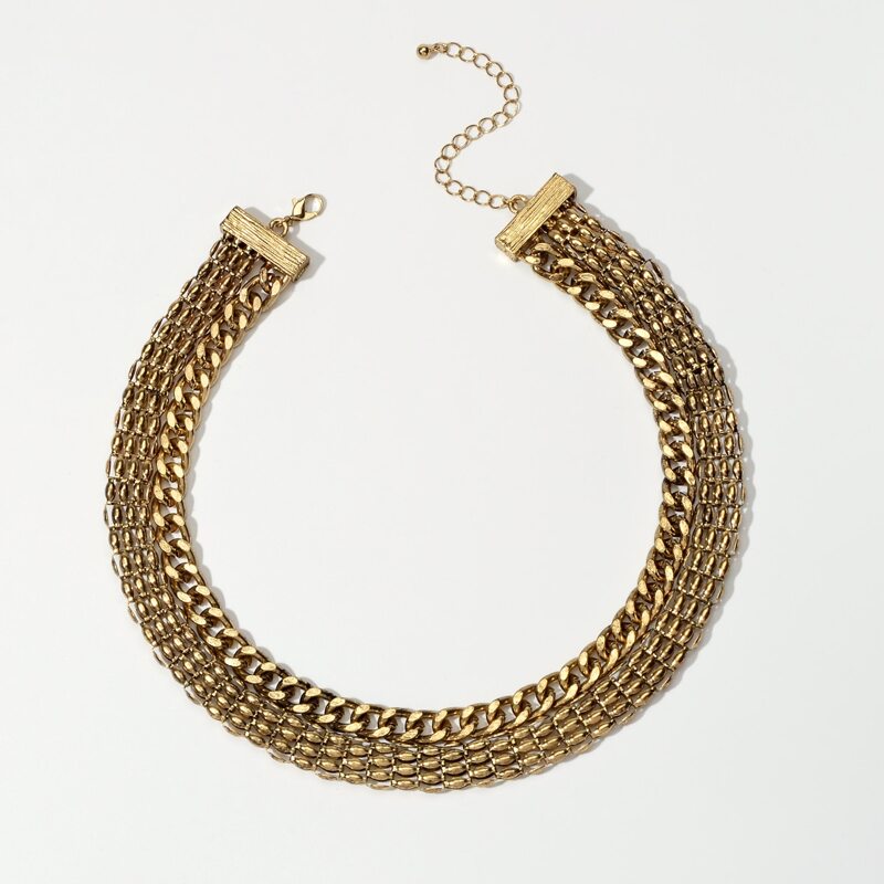 

1pc Layered Chain Necklace, Gold