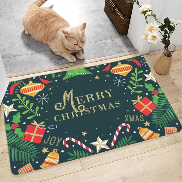

Christmas Print Floor Mat, Multicolor