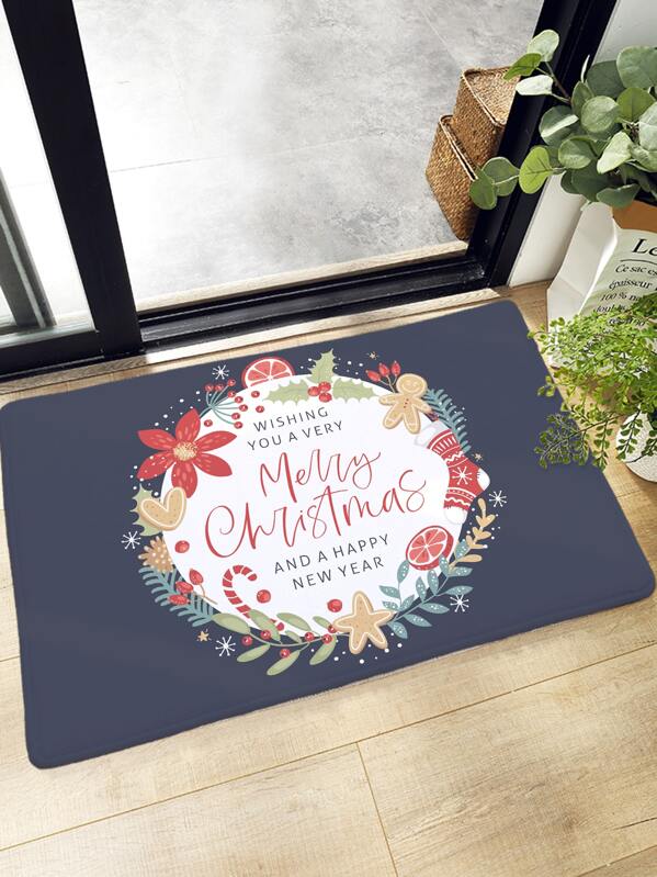 

Christmas Print Floor Mat, Multicolor