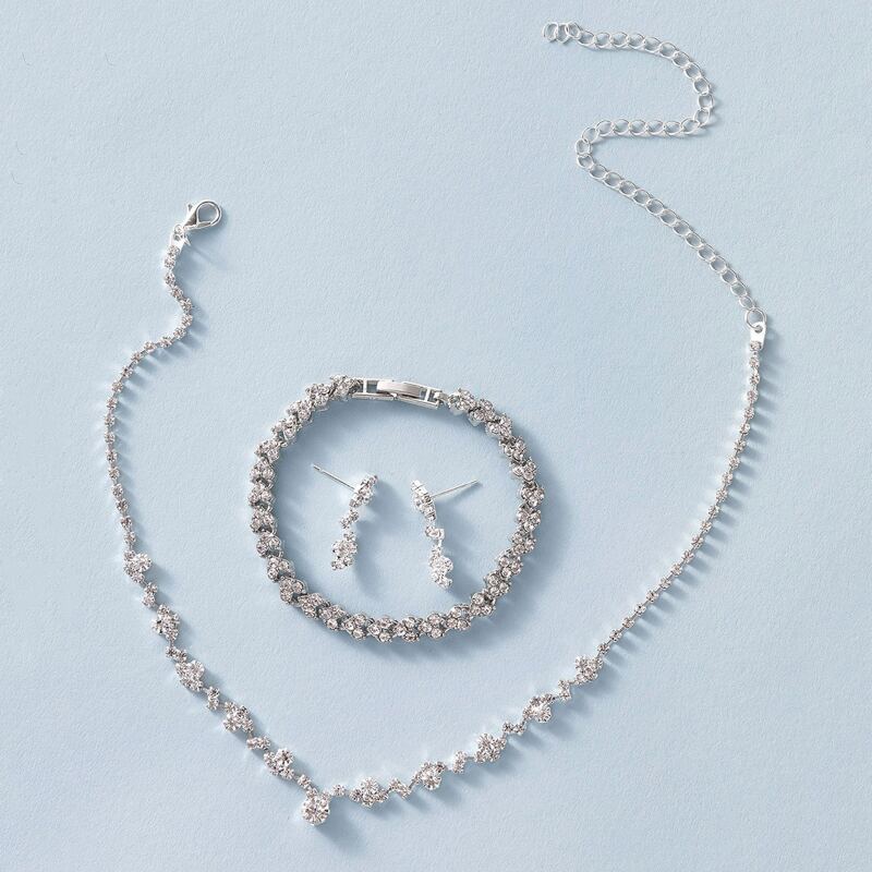 

4pcs Rhinestone Decor Jewelry Set